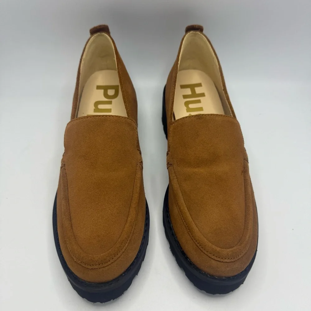 Hush Puppies Lucy Cognac Loafers Size 6.5 Shoes Suede leather brown